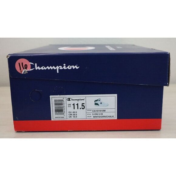 Champion Men's Sz 11.5M White/Green/Chalk 5 On 5 Hi Casual Sneakers Shoes - Picture 12 of 12